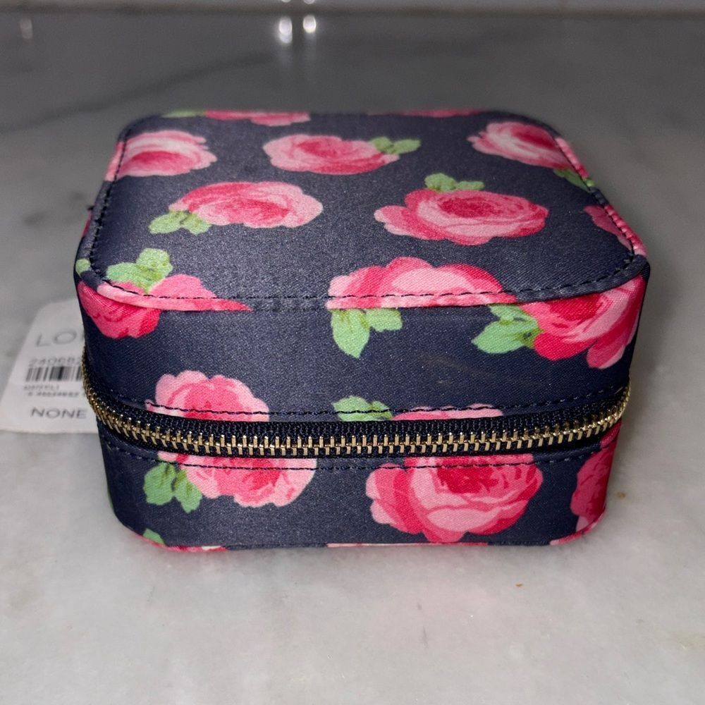 LOFT Floral Travel Jewelry Organizer Case Blue Pink NWT